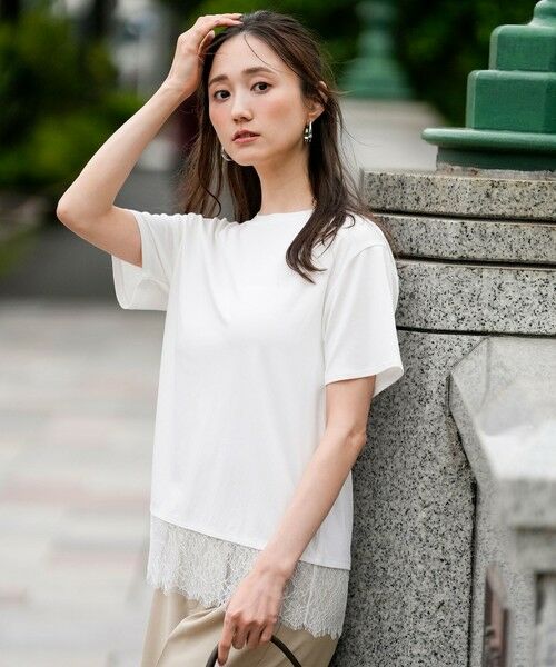 L size ONWARD(大きいサイズ) / エルサイズオンワード カットソー | 裾レース半袖Ｔシャツ | 詳細1