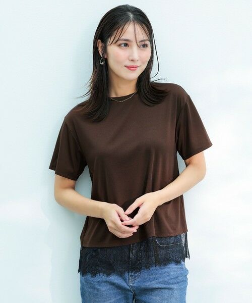 L size ONWARD(大きいサイズ) / エルサイズオンワード カットソー | 裾レース半袖Ｔシャツ | 詳細12