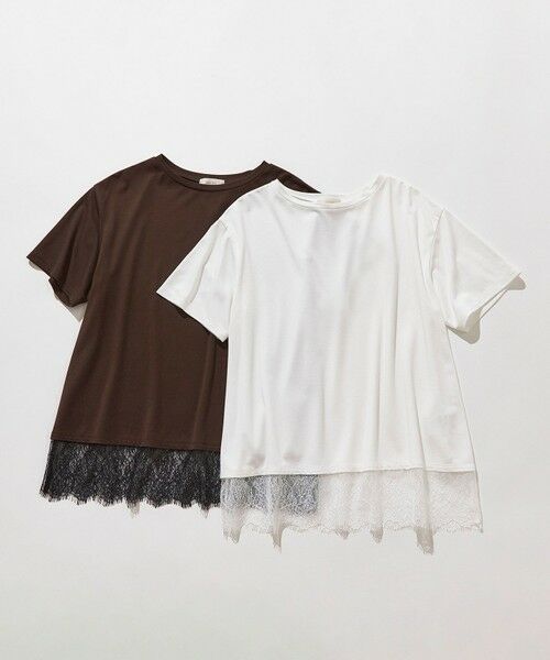 L size ONWARD(大きいサイズ) / エルサイズオンワード カットソー | 裾レース半袖Ｔシャツ | 詳細21