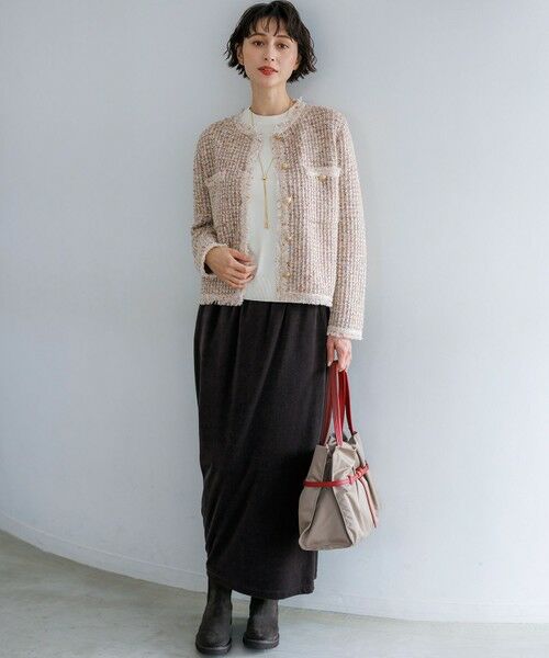 L size ONWARD(大きいサイズ) / エルサイズオンワード ニット・セーター | 【CLASSY.掲載】セミマットフリゼ リラクシー ニット Tシャツ | 詳細3