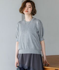 L size ONWARD(大きいサイズ) / エルサイズオンワード ニット・セーター | オータムメタリック パフスリーブ ニット Tシャツ