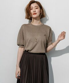 L size ONWARD(大きいサイズ) / エルサイズオンワード ニット・セーター | オータムメタリック パフスリーブ ニット Tシャツ