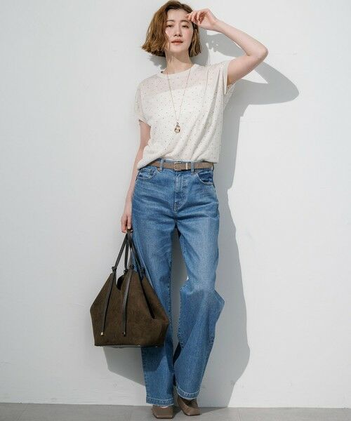 L size ONWARD(大きいサイズ) / エルサイズオンワード ニット・セーター | 【WEB&一部店舗限定カラーあり】シアードット フレンチスリーブ ニット | 詳細1