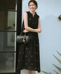 L size ONWARD(大きいサイズ) / エルサイズオンワード ロング・マキシ丈ワンピース | 【WEB&一部店舗限定】シアーワッシャー 刺繍 ワンピース