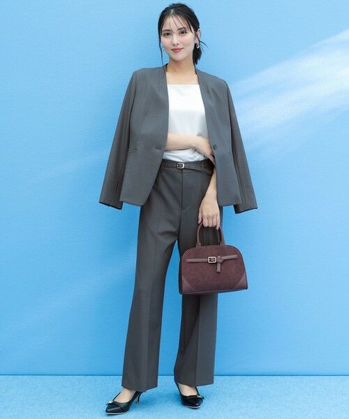 L size ONWARD(大きいサイズ) / エルサイズオンワード その他パンツ | ウーステッドエステル ワイドパンツ（チャコール）