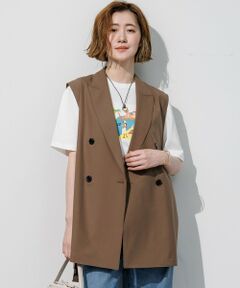 L size ONWARD(大きいサイズ) / エルサイズオンワード その他アウター | TWマットクロス テーラード ロングジレ