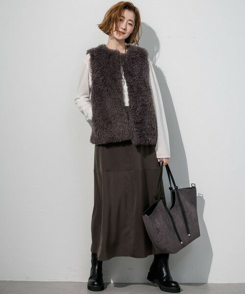L size ONWARD(大きいサイズ) / エルサイズオンワード その他アウター | ECPOPELウェイビー エコファー ジレ | 詳細6