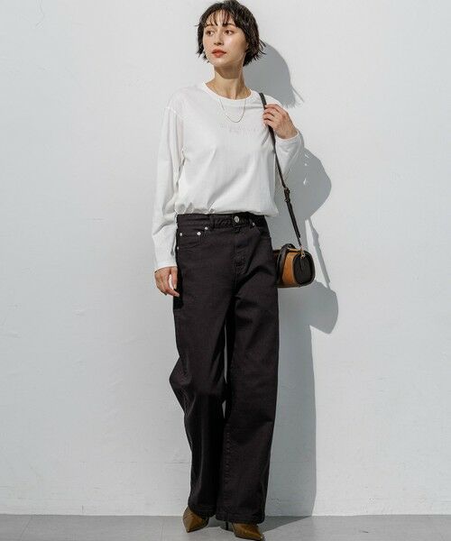 L size ONWARD(大きいサイズ) / エルサイズオンワード カットソー | リラクシーシルエット ロゴ刺繍 ロング Tシャツ | 詳細1