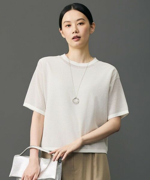 L size ONWARD(大きいサイズ) / エルサイズオンワード ニット・セーター | 【カタログ掲載】シアーメッシュニット Tシャツ（オフ）