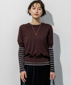 L size ONWARD(大きいサイズ) / エルサイズオンワード ニット・セーター | サステナブルウール 五分袖 ニット