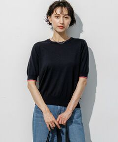 L size ONWARD(大きいサイズ) / エルサイズオンワード ニット・セーター | サステナブルウール 五分袖 ニット