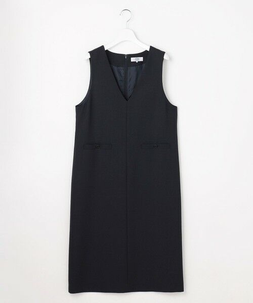 L size ONWARD(大きいサイズ) / エルサイズオンワード ロング・マキシ丈ワンピース | MULTI DRY クロス ワンピース（ネイビー系）