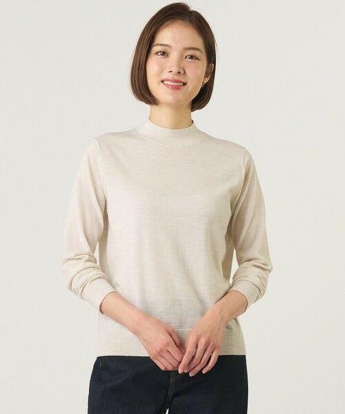 L size ONWARD(大きいサイズ) / エルサイズオンワード ニット・セーター | 【シーンレスに活躍】PURE WOOL ハイネック ニット(オフ系)