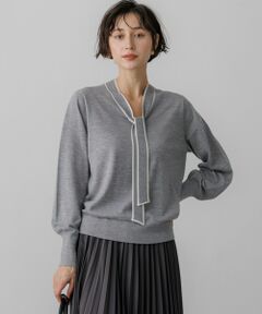 L size ONWARD(大きいサイズ) / エルサイズオンワード ニット・セーター | ウーステッドウール ボウタイ ニット
