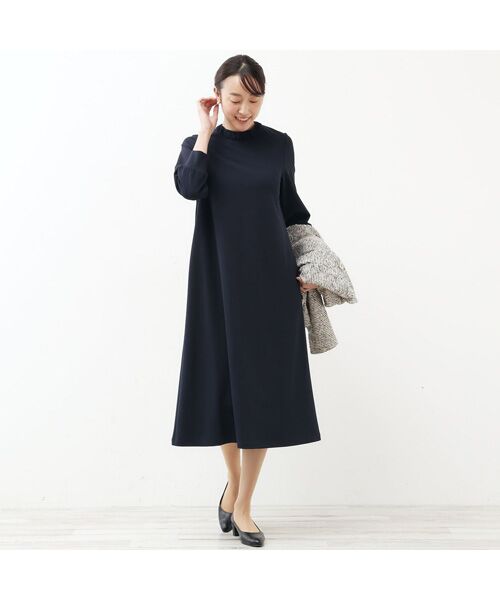 LOURMARIN / ルールマラン ロング・マキシ丈ワンピース | 【noir】落ち着きのあるカットジョーゼットワンピース☆襟元にギャザーシフォンを施したスタンドネックワンピース | 詳細3