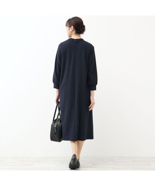 LOURMARIN / ルールマラン ロング・マキシ丈ワンピース | 【noir】落ち着きのあるカットジョーゼットワンピース☆襟元にギャザーシフォンを施したスタンドネックワンピース | 詳細6