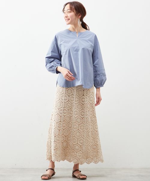 LOURMARIN / ルールマラン ロング・マキシ丈スカート | 【クロシェ風のモチーフが連なったロングスカートは大人っぽくシンプルなTシャツやブラウスと好相性】 | 詳細5