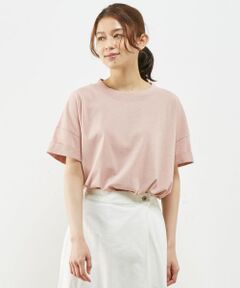 【涼しくて万能◎コットンリネン天竺ロールアップスリーブTシャツ】