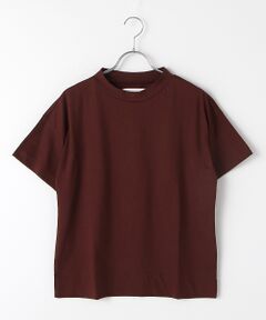 【微光沢が大人なコットン天竺ボトルネックTシャツ】