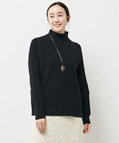 【デザインリブフレアーシルエット♪一枚着で便利に使えるボトルネックプルオーバー】