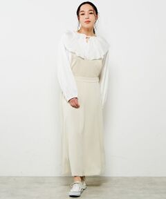 LOGEMENT DE CLAIRE / ロジュモンドクレール ロング・マキシ丈ワンピース | 【フェイクスエードと異素材の切り替えジャンバースカートワンピース♪】