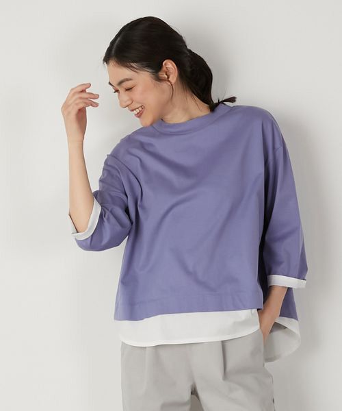 LOURMARIN / ルールマラン カットソー | 【一枚でファブリックレイヤード見え♪７分袖Tシャツ】 | 詳細25