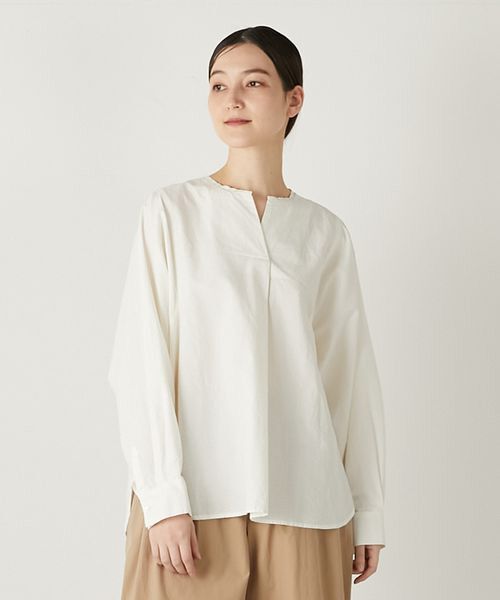 LOGEMENT DE CLAIRE / ロジュモンドクレール シャツ・ブラウス | 【コットンシャドーボーダースキッパー切替ブラウス】 | 詳細2