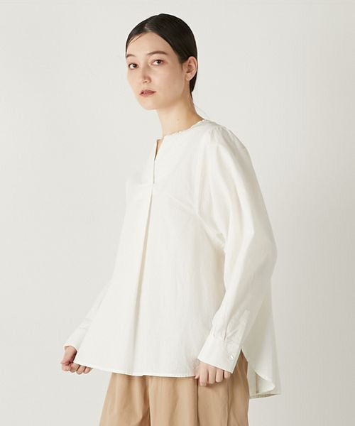 LOGEMENT DE CLAIRE / ロジュモンドクレール シャツ・ブラウス | 【コットンシャドーボーダースキッパー切替ブラウス】 | 詳細3