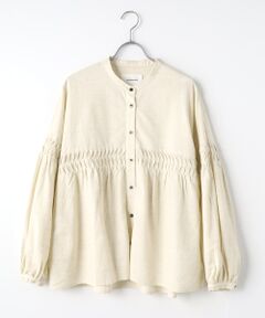 【LOURMARIN】バンドカラータックブラウス