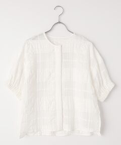 ブラウス シャツ 「LOURMARIN」シアーチェックバンドシャツ レディース セール】【LOURMARIN】シアーチェックバンドシャツ（シャツ