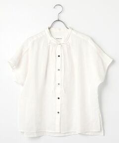 LOGEMENT DE CLAIRE / ロジュモンドクレール シャツ・ブラウス | 【LOURMARIN】リボン付きバンドカラーリネンブラウス