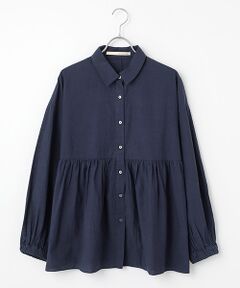 【テンセル綿麻ローン切替ギャザーシャツ】