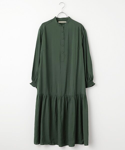 LOGEMENT DE CLAIRE/ロジュモンドクレール 【モダールエステルクレープ切替ワンピース】 モスグリーン FREE
