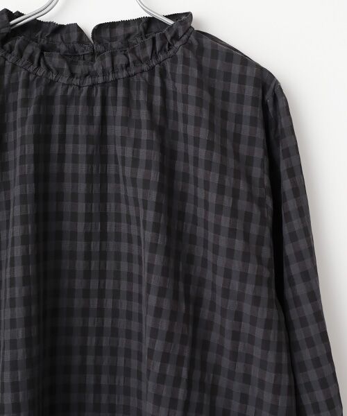 LOGEMENT DE CLAIRE / ロジュモンドクレール シャツ・ブラウス | 【シャドーギンガムサッカースタンドフリルブラウス】 | 詳細2