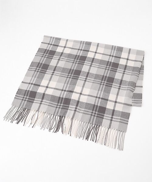 LOGEMENT DE CLAIRE/ロジュモンドクレール 【ソフトタッチチェックストール】 グレー FREE LOGEMENT DE CLAIRE/ロジュモンドクレール 【ソフトタッチチェックストール】 グレー FREE