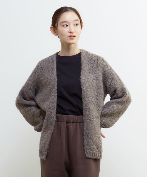 LOGEMENT DE CLAIRE/ロジュモンドクレール 《別注》【TRICOTS JEAN MARC/トリコット・ジーン・ マルク】モヘアニットカーディガン グレイッシュベージュ FREE
