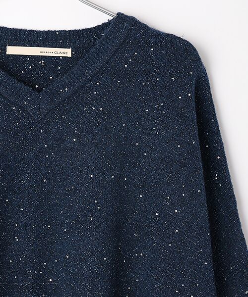 LOGEMENT DE CLAIRE / ロジュモンドクレール ニット・セーター | 【スパンコールミックスVネックドルマンニット】 | 詳細4
