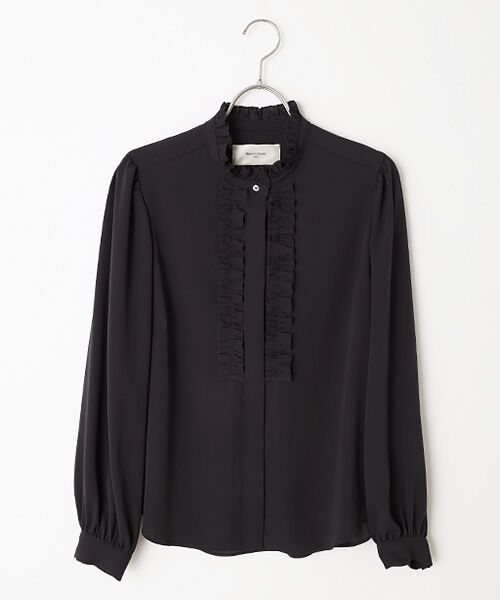 LOGEMENT DE CLAIRE / ロジュモンドクレール シャツ・ブラウス | 【バックサテンフリルブラウス】（チャコールグレー）