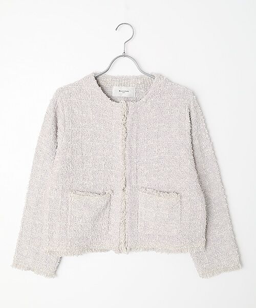 LOGEMENT DE CLAIRE / ロジュモンドクレール カーディガン・ボレロ | 【ツィードニットカーディガン】（ライトグレー）