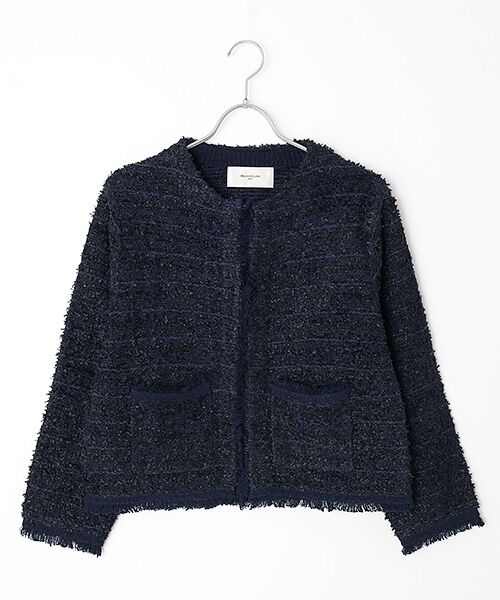 LOGEMENT DE CLAIRE / ロジュモンドクレール カーディガン・ボレロ | 【ツィードニットカーディガン】（ネイビー）