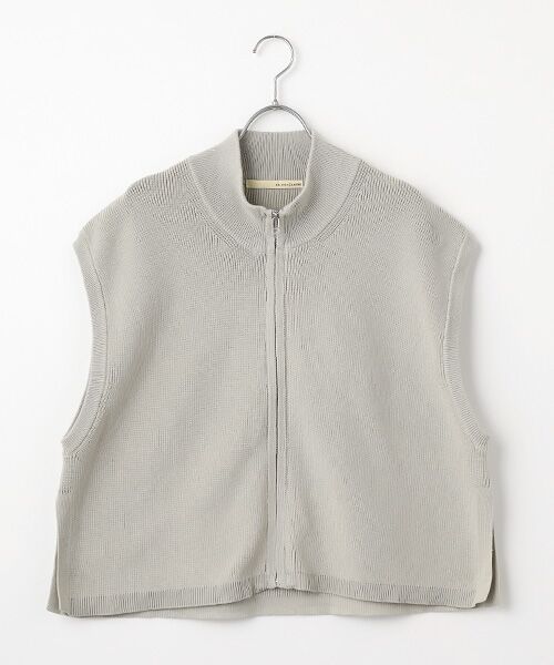 LOGEMENT DE CLAIRE / ロジュモンドクレール ベスト | 【麻タッチ片畦ハイネックジップアップベスト】（グレイッシュベージュ）