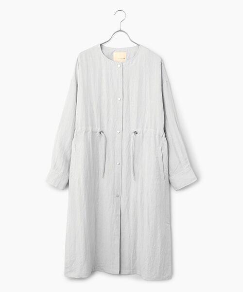 LOGEMENT DE CLAIRE / ロジュモンドクレール その他アウター | 【リネンMIXノーカラードロストコート】（ライトグレー）