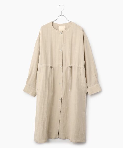 LOGEMENT DE CLAIRE / ロジュモンドクレール その他アウター | 【リネンMIXノーカラードロストコート】（ベージュ）