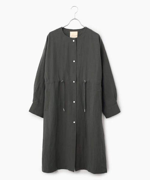 LOGEMENT DE CLAIRE / ロジュモンドクレール その他アウター | 【リネンMIXノーカラードロストコート】（チャコールグレー）
