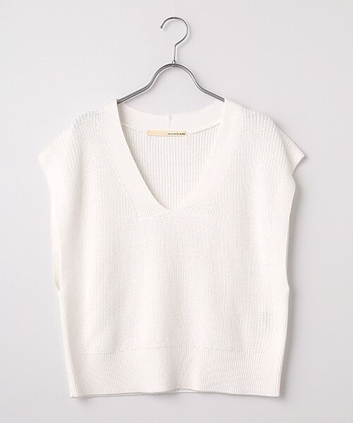 LOGEMENT DE CLAIRE / ロジュモンドクレール ベスト | 【コットンミックスの片畦Vネックベスト】（オフホワイト）