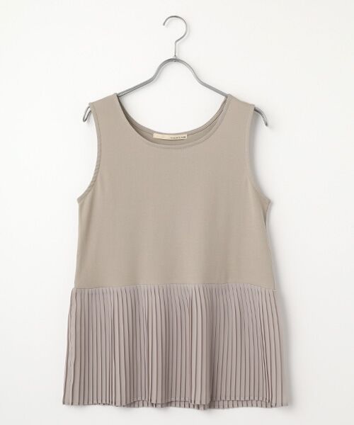 LOGEMENT DE CLAIRE / ロジュモンドクレール タンクトップ | 【コットンフライス＋プリーツタンクトップ】（ベージュ）