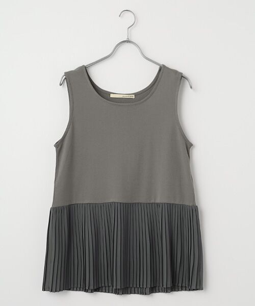 LOGEMENT DE CLAIRE / ロジュモンドクレール タンクトップ | 【コットンフライス＋プリーツタンクトップ】（グレー）