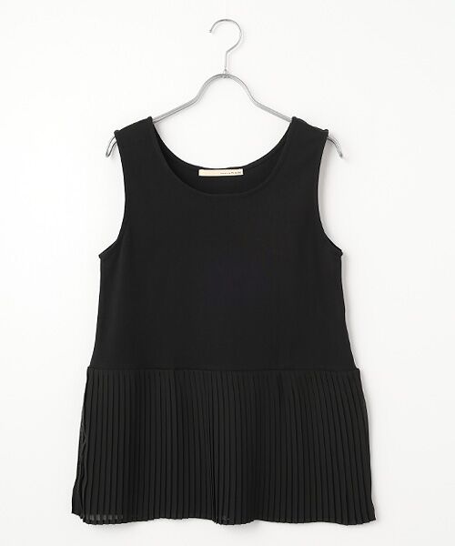 LOGEMENT DE CLAIRE / ロジュモンドクレール タンクトップ | 【コットンフライス＋プリーツタンクトップ】（ブラック）