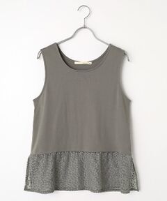 LOGEMENT DE CLAIRE / ロジュモンドクレール タンクトップ | 【コットンフライス＋リーフレースタンクトップ】