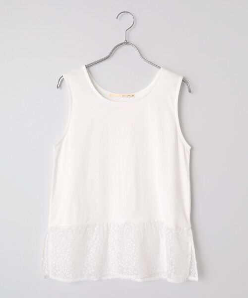 LOGEMENT DE CLAIRE / ロジュモンドクレール タンクトップ | 【コットンフライス＋リーフレースタンクトップ】（オフホワイト）